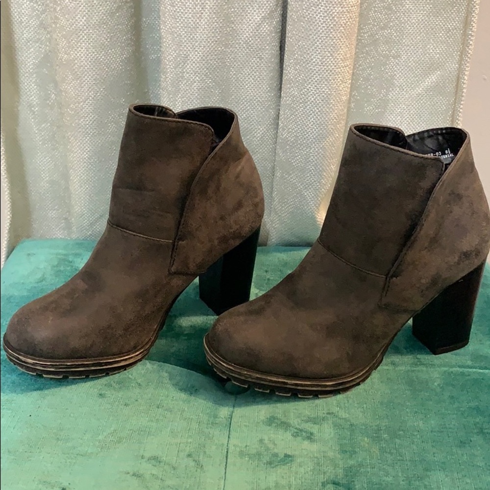Grey Bamboo Booties Combat Style Sole